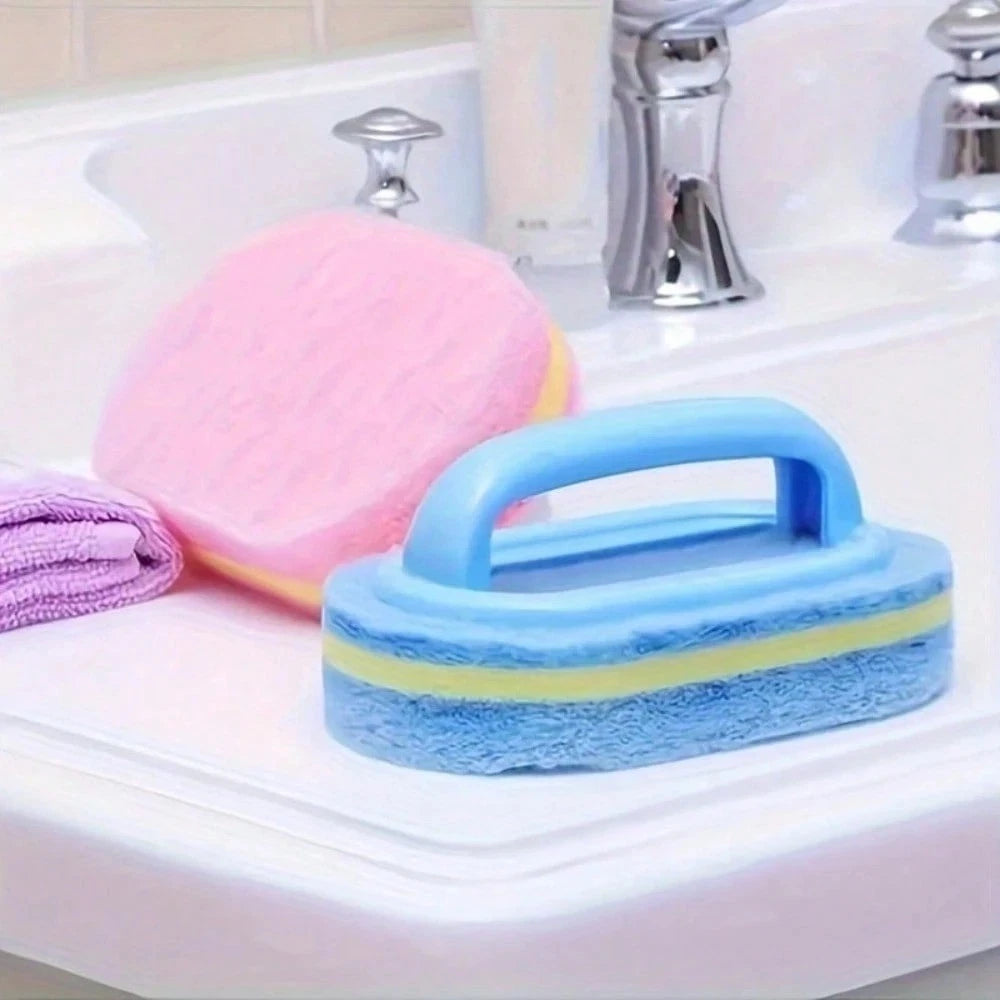 Multi-Purpose Cleaning Brush with Handle – Reusable Sponge for Kitchen, Bathroom