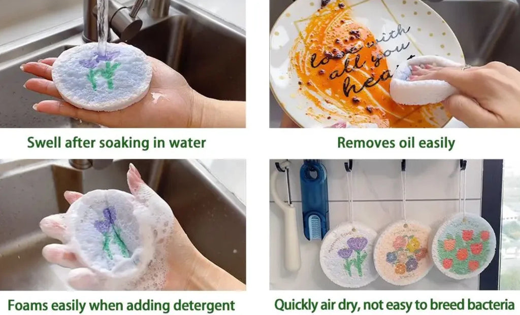 2pcs new Kitchen Cleaning Sponges for Dishes Clean Super Absorbent Multiple uses
