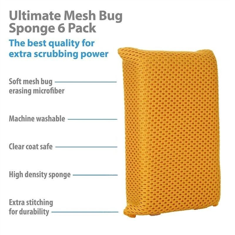 6 Pcs Ultra Soft Mesh Car Wash Sponge-Bug and Tar Remover for Cars Exterior