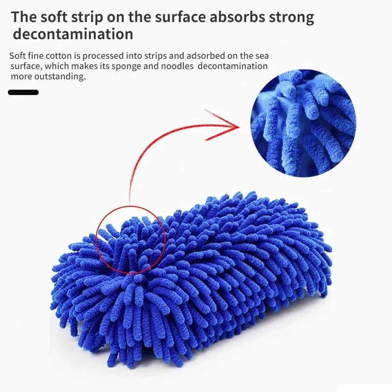 Microfiber Chenille Car Wash Sponge Auto Cleaning Brush Pad Towel Gloves Tool