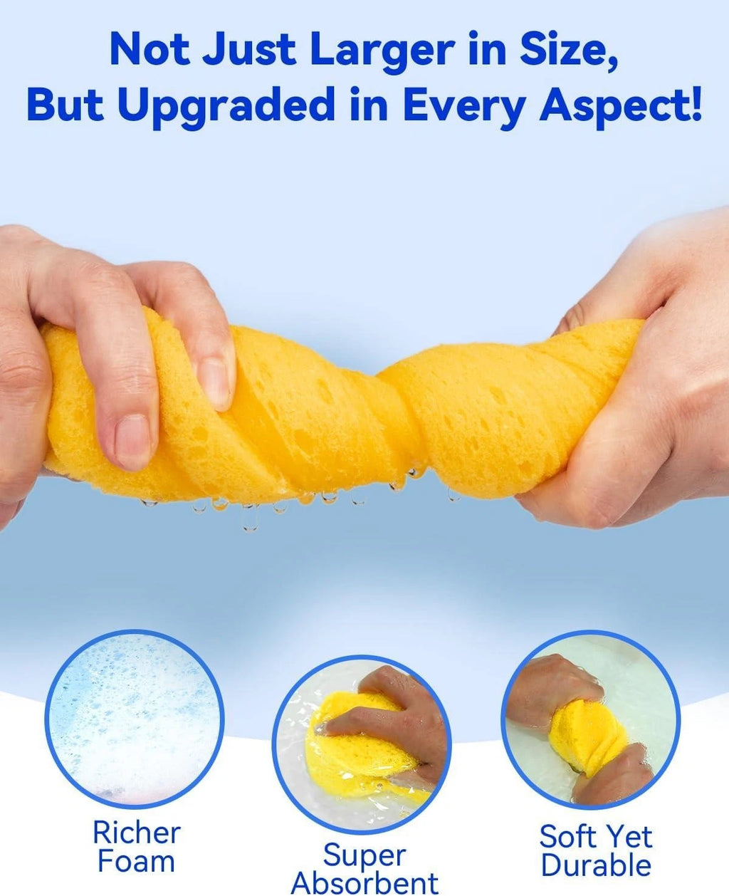 Car Wash Sponge, Car Cleaning Large Sponges, All Purpose Sponges for Cleaning, E