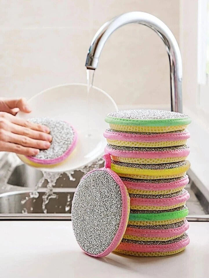 Double-Sided Scouring Pads Dish Pan Washing Sponge Kitchen Cleaning Tool