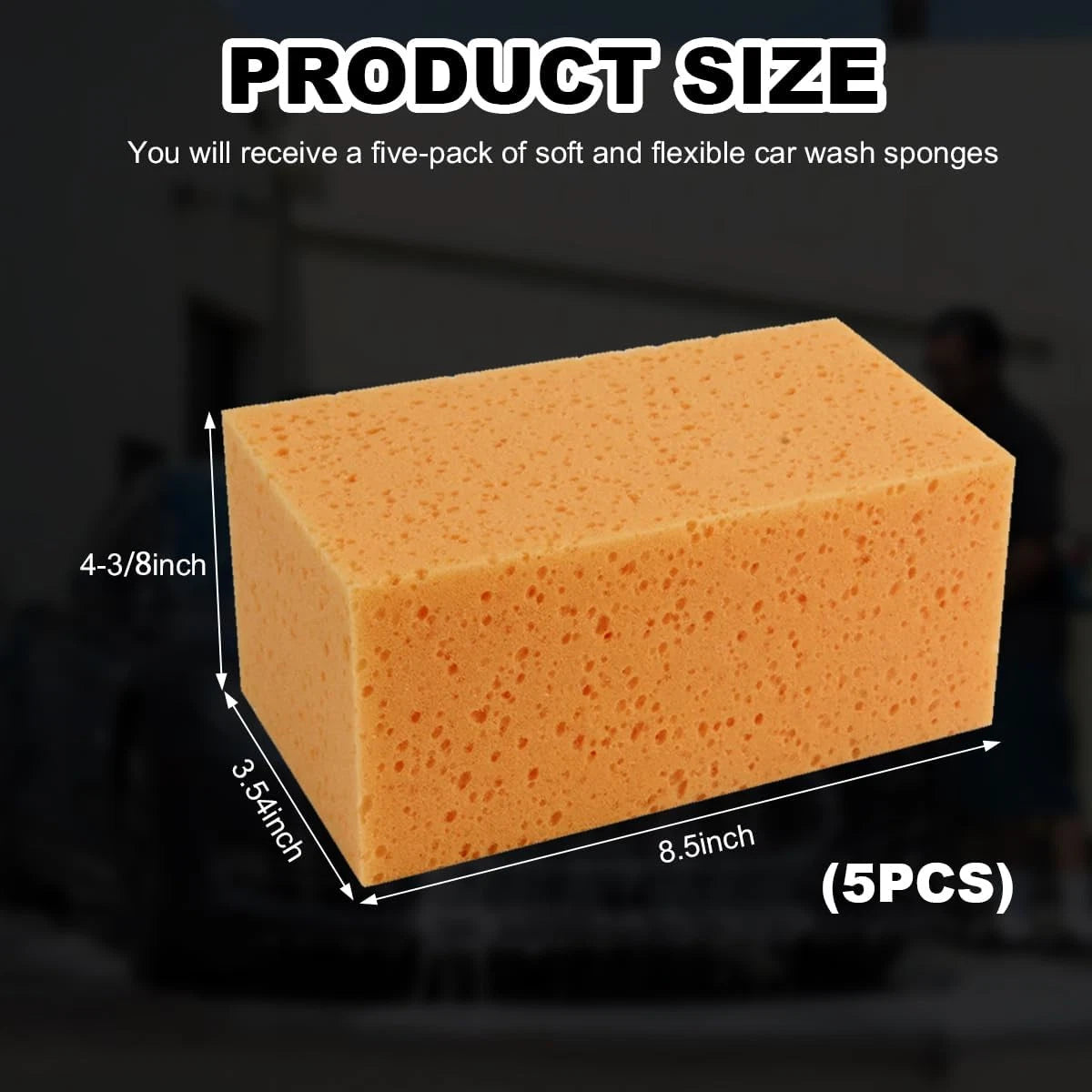 5PCS Car Wash Sponges, 8.5"×4.4"×3.5" Large Extra Soft Coral Non Scratch Sponge,