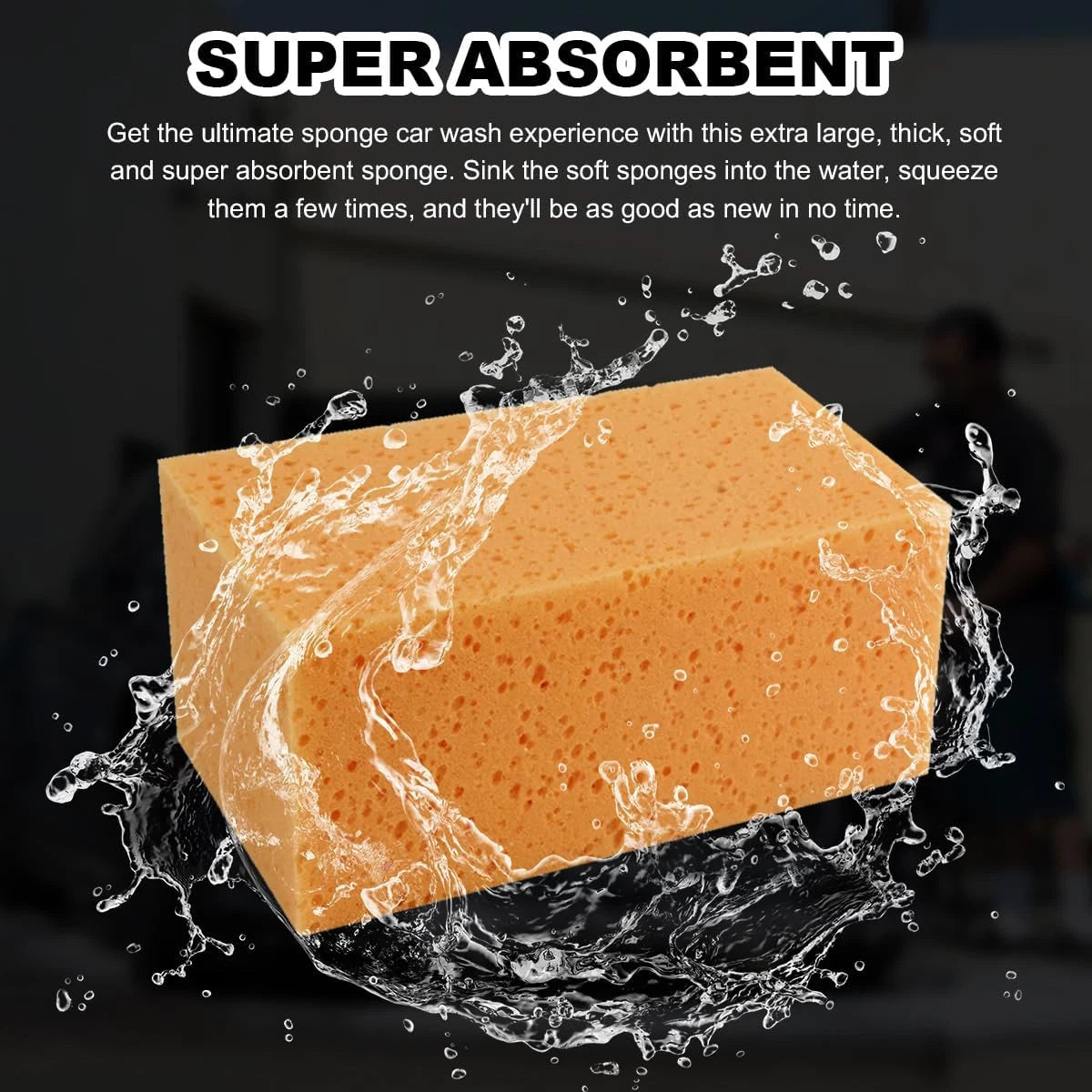 5PCS Car Wash Sponges, 8.5"×4.4"×3.5" Large Extra Soft Coral Non Scratch Sponge,