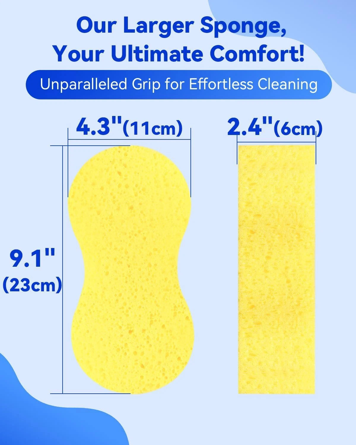 5-Pack Car Wash Sponges, 9.1" X 4.3" X 2.4" Large Sponges, Extra Thick Foam Kit