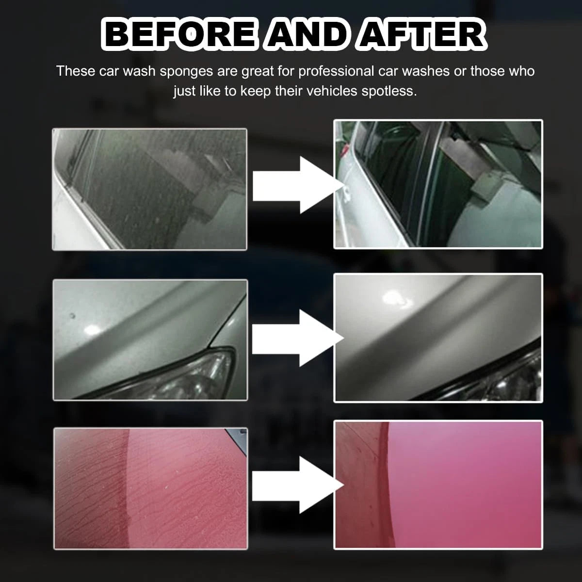 5PCS Car Wash Sponges, 8.5"×4.4"×3.5" Large Extra Soft Coral Non Scratch Sponge,