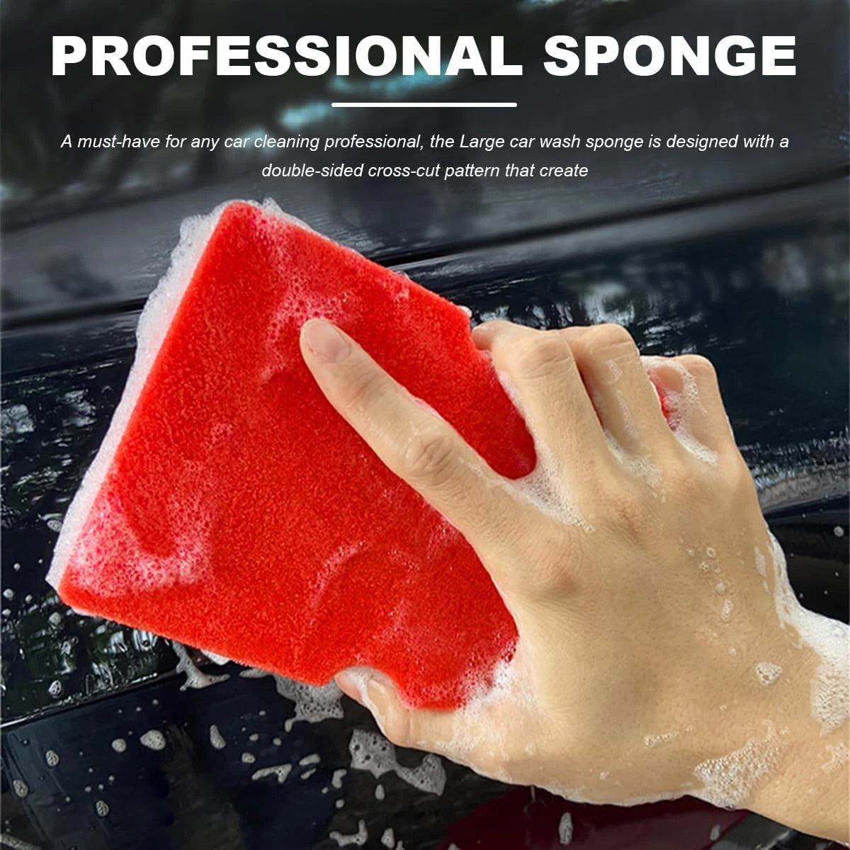 Car Wash Sponge, Large Scratch-Free Cross Cut Sponge for Soap and Rinseless W...
