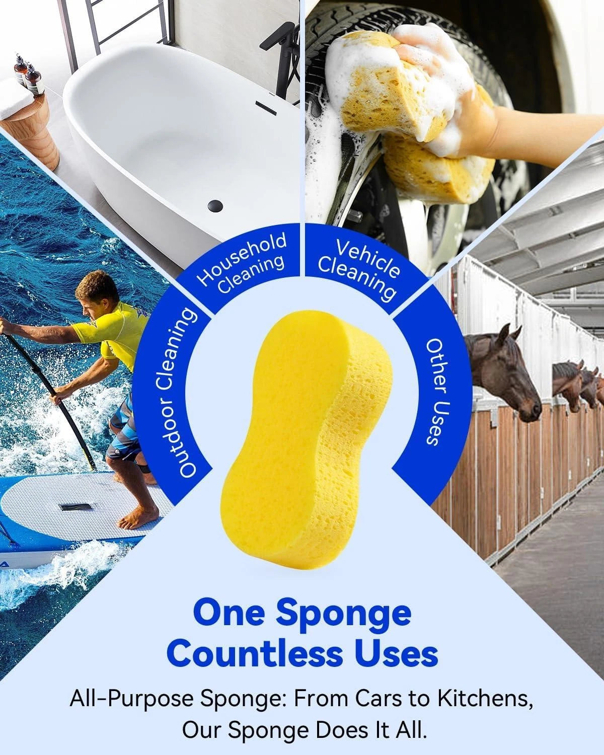 Car Wash Sponge, Car Cleaning Large Sponges, All Purpose Sponges for Cleaning, E