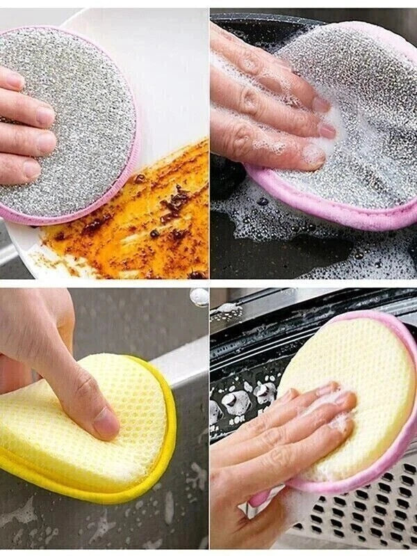 Double-Sided Scouring Pads Dish Pan Washing Sponge Kitchen Cleaning Tool
